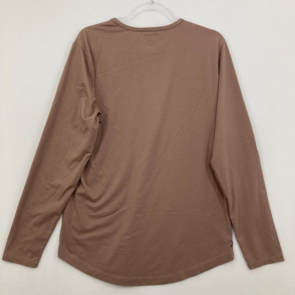 CUTS Taupe Tan Curve Hem Crew Neck Signature Fit Stretch Shirt Mens Large - Picture 8 of 9